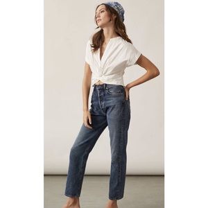 Anthropologie Cropped White Blouse